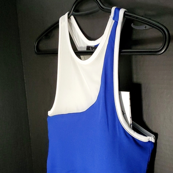 NWT Satva Sari Cami, Royal Blue & White Mesh with Build in Bra - Size Small - Picture 3 of 13